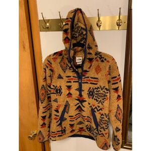 The North Face Womens Fleece Pullover campshire Hoodie Navajo Print Red‎ Size S